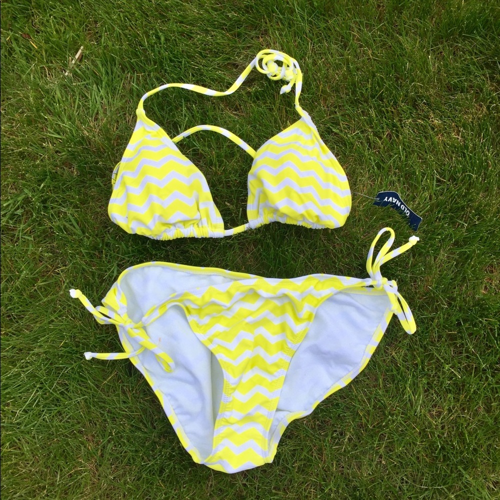 Yellow and White Bikini
